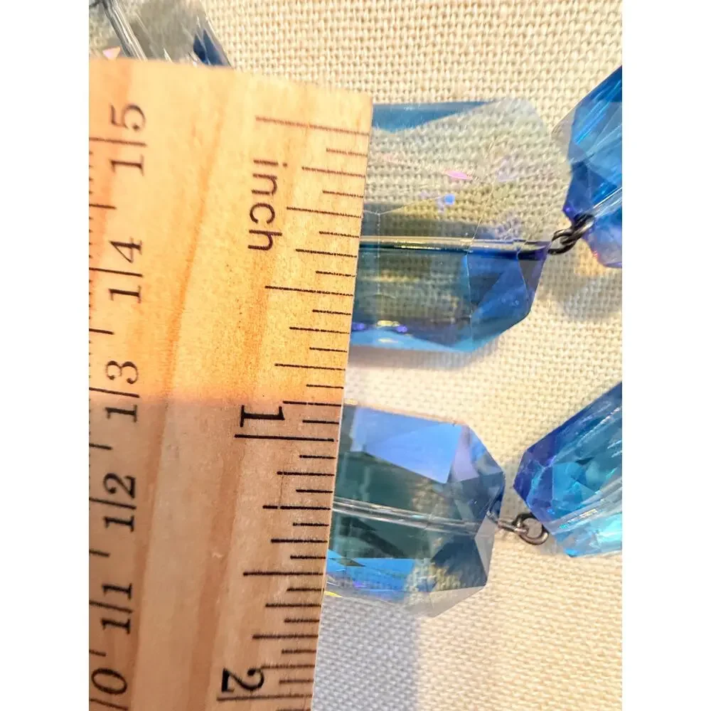Vintage Faceted Blue Lucite Statement Necklace 18”